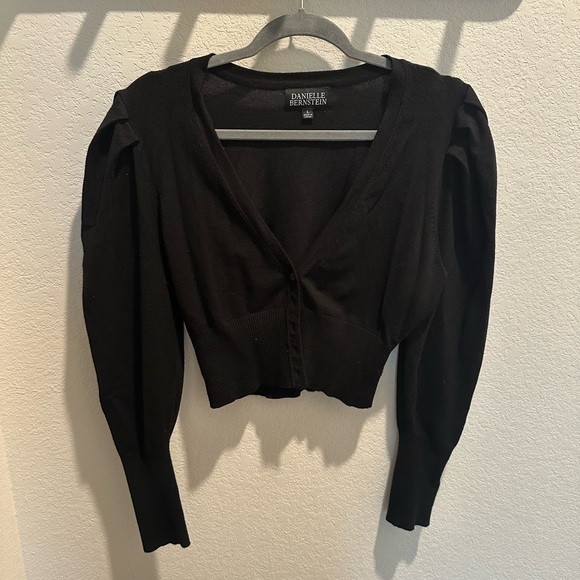 Danielle Bernstein Puff Sleeve Cardigan sz L - Picture 1 of 3